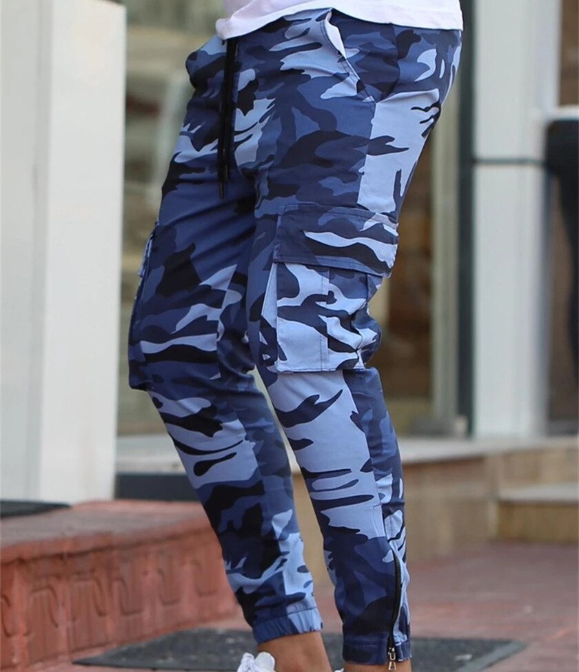 Pantalon Camouflage Homme Bleu