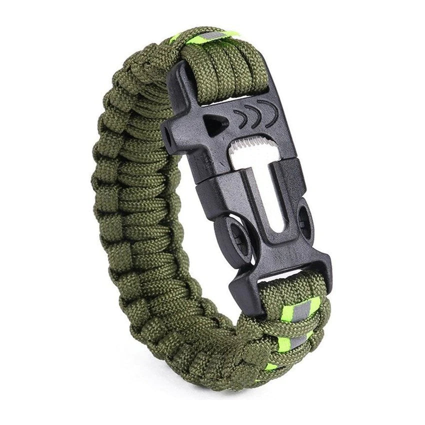 Bracelet Paracorde Armée Fait Main - Camo Vert/marron, Avec Crâne D'oiseau En Laiton, Chaîne Et Fermoir, Imperméable, UK