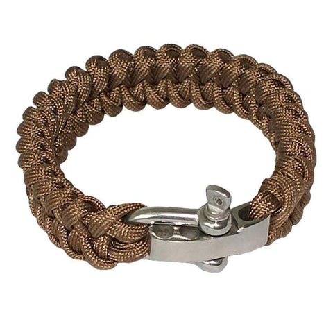 Bracelet de survie en corde tressée avec manille en forme de U