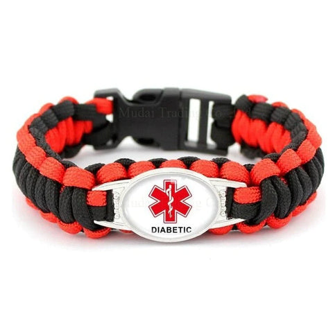Bracelet de Survie en Paracorde Alerte Médicale pour Diabétique Hayes-Mon Bracelet Homme